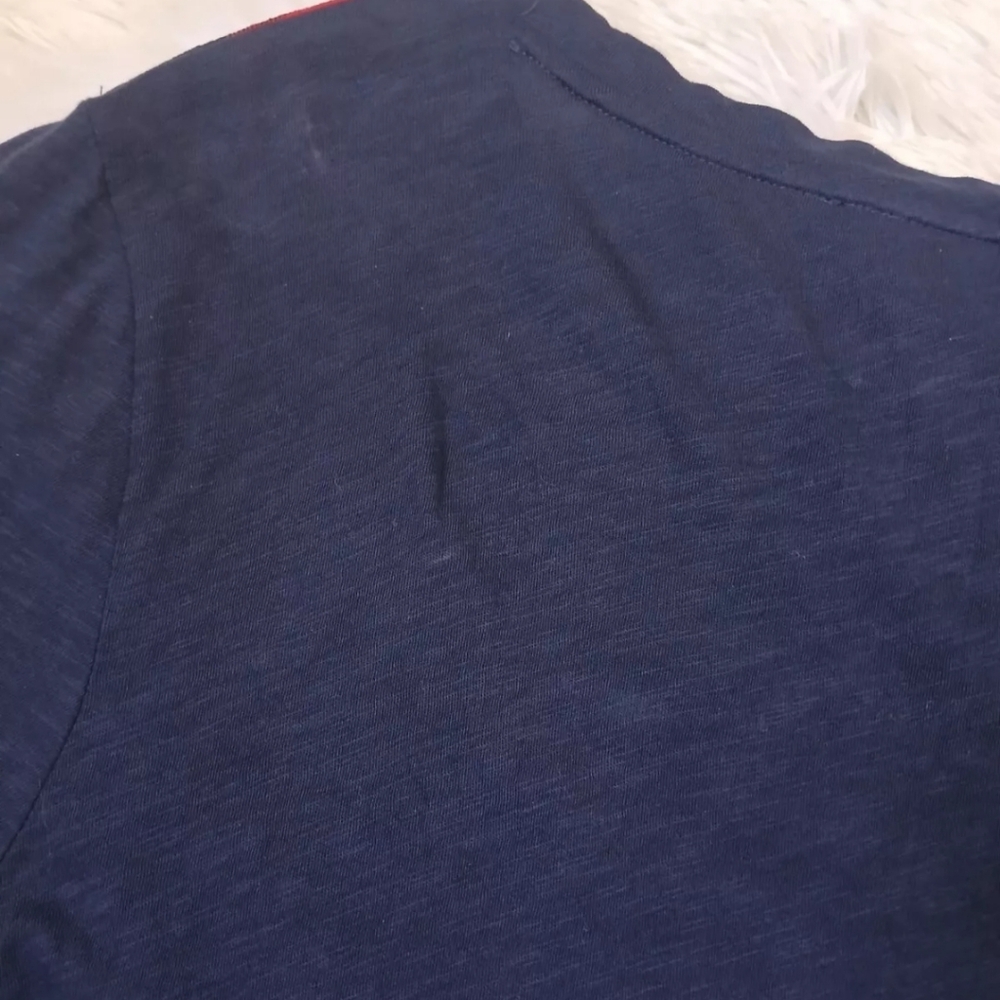 J Crew Navy Blue Red Checkered Sequin Beaded Shirt - Picture 7 of 10